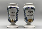 Apothecary Pharmacy Albarello Drug Jar Large Pair Antique Italian Delft Faience