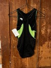 Gk Elite Gymnastics Leotard Adult Medium Am Black Lime Green Racerback