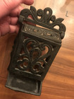 Vintage Cast Iron Wall Mount Hanging Match Box Black Holder Decorative Taiwan