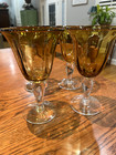 Set Of 4 Lovely Vintage Ambler Glasses With Clear Stems