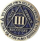 3 Year Aa Sobriety Medallion Bronze Coin Chip Blue Reflex Recovery Gift