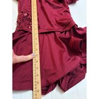 Burgundy Sequin Lace Dance Leotard Romper Mock Neck Keyhole Back Skirted Child L