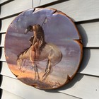 End Of The Trail Painting On Wood Epoxied Wall Plaque Decoration Native American
