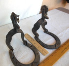 Antique   Vintage   Old Cast Iron Heavy Horseshoes And Spurs Western Metal Art