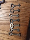 7 Antique Vintage Lock Padlock 2 Sided Barrel Steel Keys Pad Lock