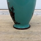 Japanese Cloisonn   Vase Teal Enamel Floral Decor Vintage