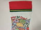 Vtg Baby s First Christmas Felt Stocking 15  Kitten Holly Santa Snowman Gifts 