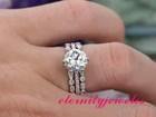 3 ct Round Cut Lab-created Diamond Trio Engagement Bridal Ring Set White Gold Fn
