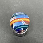 Contemporary Handmade Art Glass Marble  73  Swirl Mib Blue Ice Orange Fire   Uv