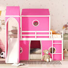 Solid Wood House Bunk Bed With Slide Tent Tower Loft Bunk Bed Platform Bed Frame