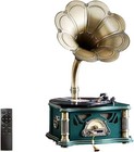Vintage Gramophone With Bluetooth Output Vintage Record Play     dark Green 