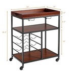 3 Tier Kitchen Trolley Utility Bar Serving Cart With Wine Rack   Glass Holder