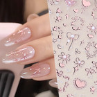 Valentine s Nail Art Stickers Pink Bow 5d Embossed Heart Star Designs Nail