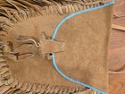 Brown Suede Satchel   Beaded Trim  Vintage  Unisex  Native American Inspired