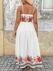 White Plus Size Floral Maxi Dress With Spaghetti Straps And Flare Hem