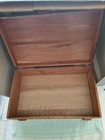 Vintage - Wooden Box Hand Carved Floral Design With Handles   Feet 10 