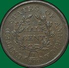 1804 Crosslet 4 No Stems C12 Draped Bust Half Cent Almost Uncirculated Au Coin