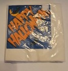 Vtg Hallmark Halloween Crepe Beverage Napkins  Happy Halloween Bats Webs Nos