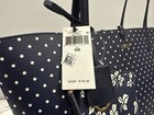 New Ralph Lauren Reversible Large Tote Bag  Leather Navy Polka Dot Pouch  195