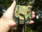 Tooled Leather Medicine Bag  Native American Embossed Leather Necklace Pouch  3 