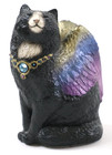 Windstone Editions Black Flap Cat Pena Wings   Swarovski Jewel 1988 Griffin 3 5 