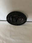 Cowboy Western Belt Buckle Silver Tone Turquoise And Bull Skull  Nice Detail