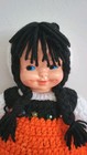 Vintage Crochet Doll Plastic Face 14 