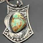 Vintage Native American Sterling Silver Turquoise Or Green-toned Stone Pendant