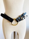 Designer Michael Kors Dark Brown Leather Statement Belt Horse Round Buckle Small