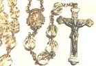 Antique Sterling Silver Crystal Rosary Sacred Heart Of Jesus Center Excellent 