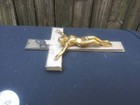 Vintage Inri Heavy Metal 10  Casket Crucifix Cross 