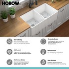 33 White Farmhouse Sink Double Bowl Kitchen Sink Reversible Apron Front Ceramic