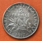 1917 France 2 Francs Silver Coin