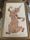 Temple Rubbing Siam Thai Framed Picture Art Mid Century Modern Set Of 2 Vintage