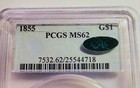 1855 Indian T2  1 00 Gold Certified Pcgs Ms62 Cac Nice Luster