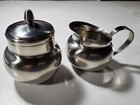 Vintage Oneida Creamer And Sugar Set Mcm Lid 18 8 Stainless Steel Vtg