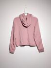 Adidas Essentials Sweatshirt Jacket Small Womens 3 Stripes Pink Cropped Hood