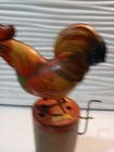 Vintage Tin Litho Wind-up Hand Crank Crowing Rooster Toy