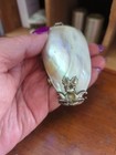 Antique Victorian Mother Of Pearl   Silver Snuff Box Bottle Jar Sea Shell