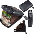 Black Men Women Credit Card Holder Rfid Blocking Zip Pocket Leather Wallet Gift