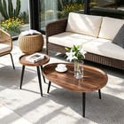 2pc Small Round Coffee Table Set Mid Century Modern Walnut Nesting Coffee Tables