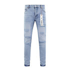 New Purple Brand Men s Personality Casual Painted Holes Slim Fit Street Jeans