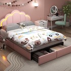 Full twin Size Upholstered Bed Frame W  Storage Drawer   Led Light For Kids girl
