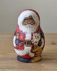 Sergiyev Posad Russian Nesting Doll 3-pc Set Hand Painted Wooden Santa Signed