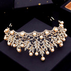 Baroque Vintage Bridal Crown Rhinestone Pearls Tiaras Crown Diadem Prom Wedding