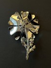 Vintage Coro Rhinestone Center Brushed Silver Daisy Flower Brooch Pin