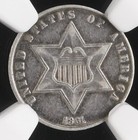 1861 3 Cent Silver  Ngc Xf40  Beautiful Toning  Strong Strike