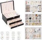 3 Layers Jewelry Box Organizer Earrings Bracelets Rings Watches Storage Case