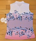 Nwt Tail Womens Esmerae Sleeveless 1 4zip Golf Shirt-s  96 Whit blue pink Print