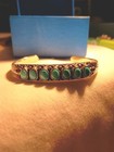 925 Sterling Silver Wj Vintage Turquoise Open Ended Row Cuff Bracelet  Look   